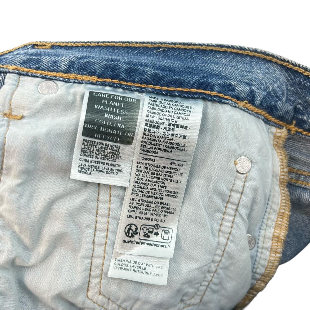 Levi's Ankle Column Skirt Please Hold Medium Wash Denim Slit Womens 31 - Picture 14 of 16